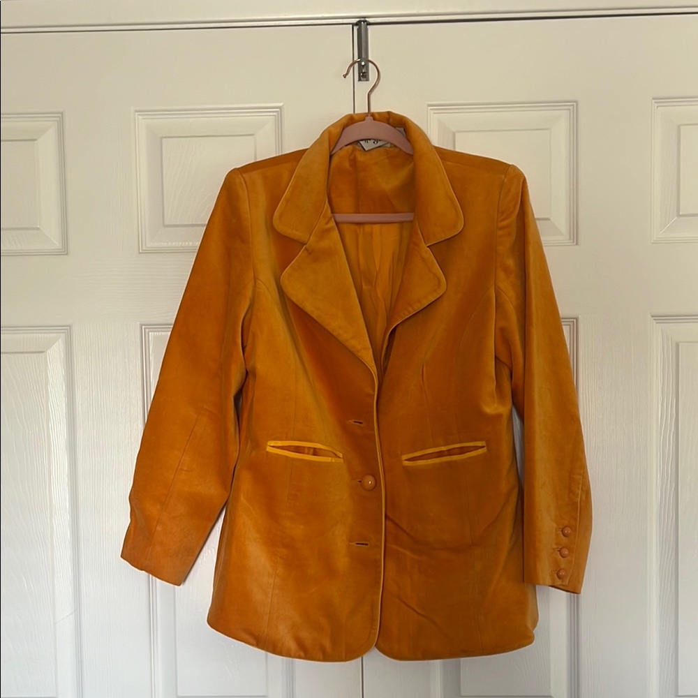 Yellow Blazer with Notched Lapels and Relaxed Fit